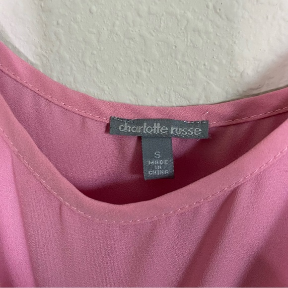 Women’s Charlotte Russe Pink Baby Doll Spaghetti Strap off the Shoulder Blouse - Picture 5 of 5